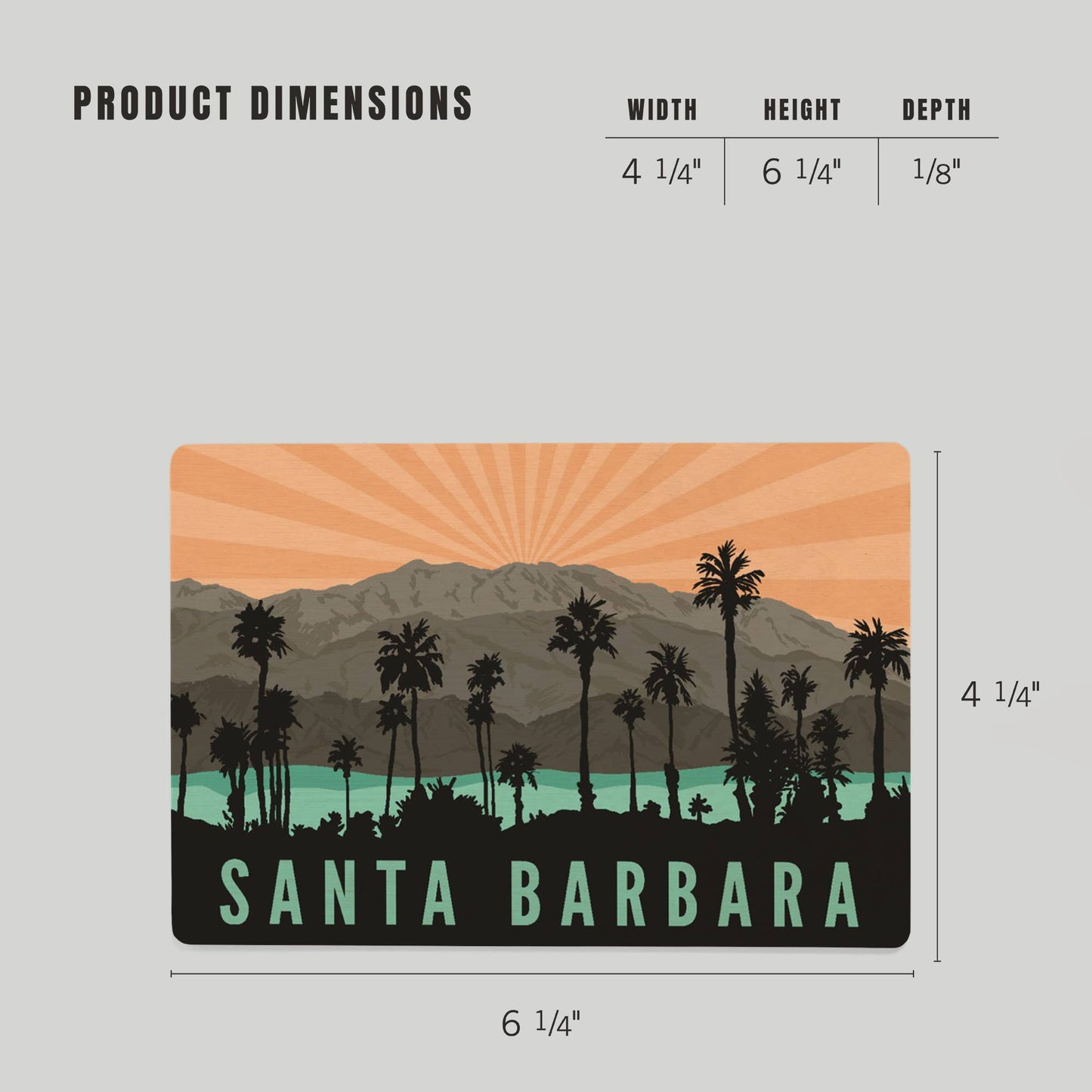 Santa Barbara Wood Postcards - Palm Trees and Mountains