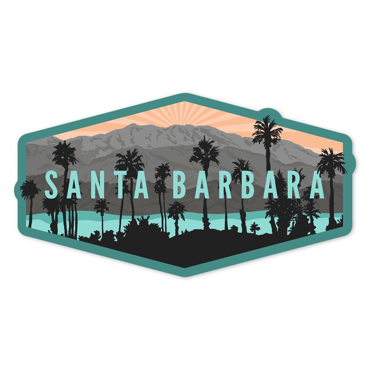 STICKERS Santa Barbara, California Palms Mountains: Small