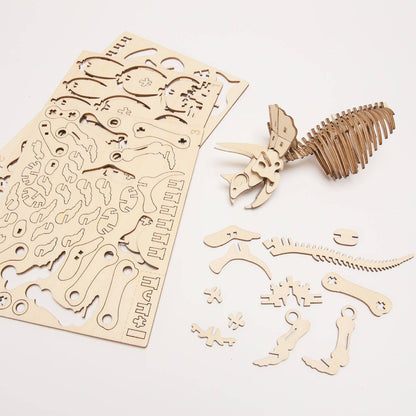 Wa-gu-mi Triceratops Wooden 3D Puzzle Kit