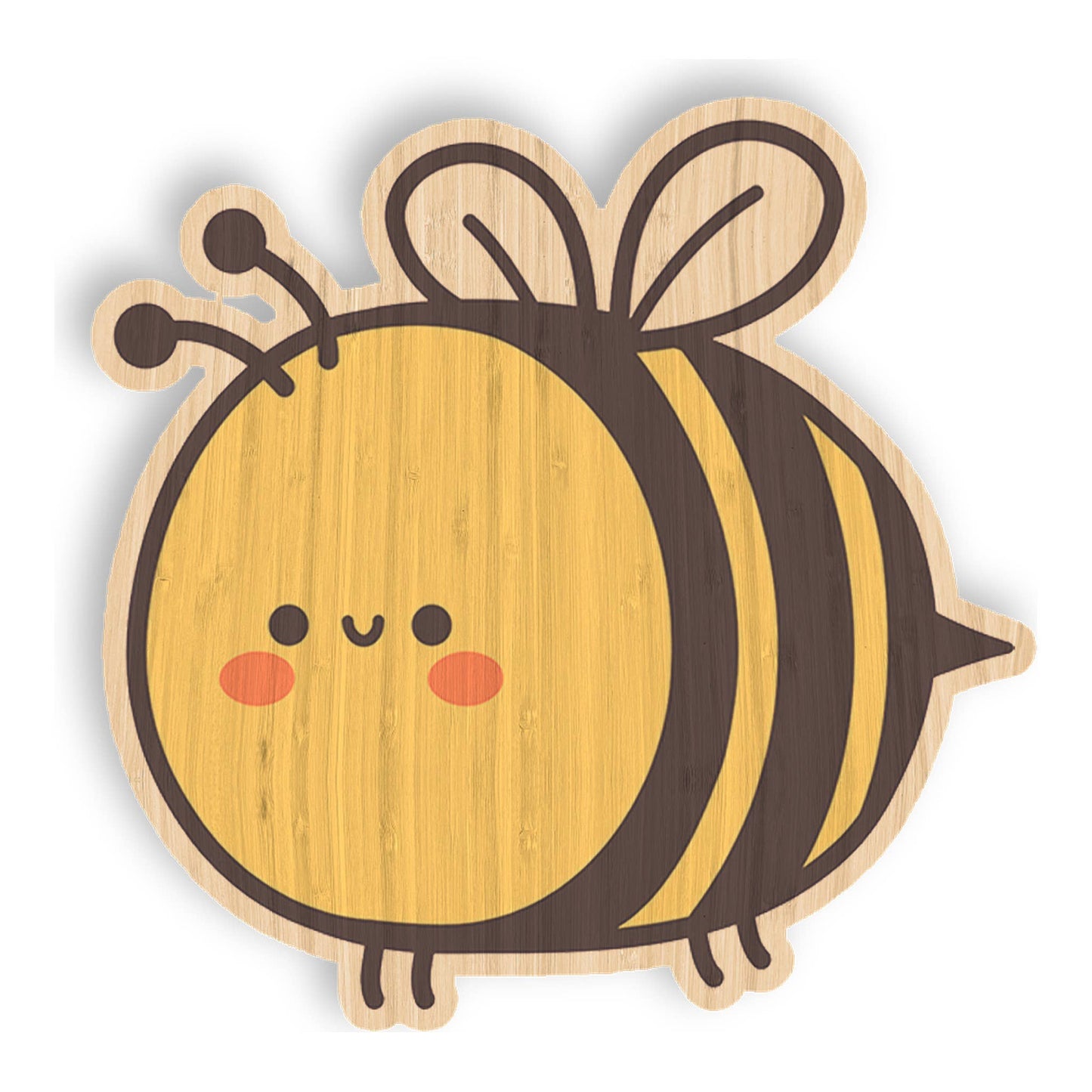 Cute Bee - Kawaii Bamboo Wood Sticker