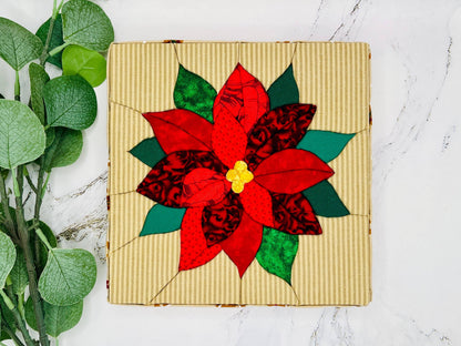 Poinsettia Kinusaiga Craft Kit No Sew Quilting Fabric Art