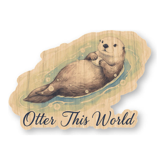 Otter this World - Animal Bamboo Wood Sticker