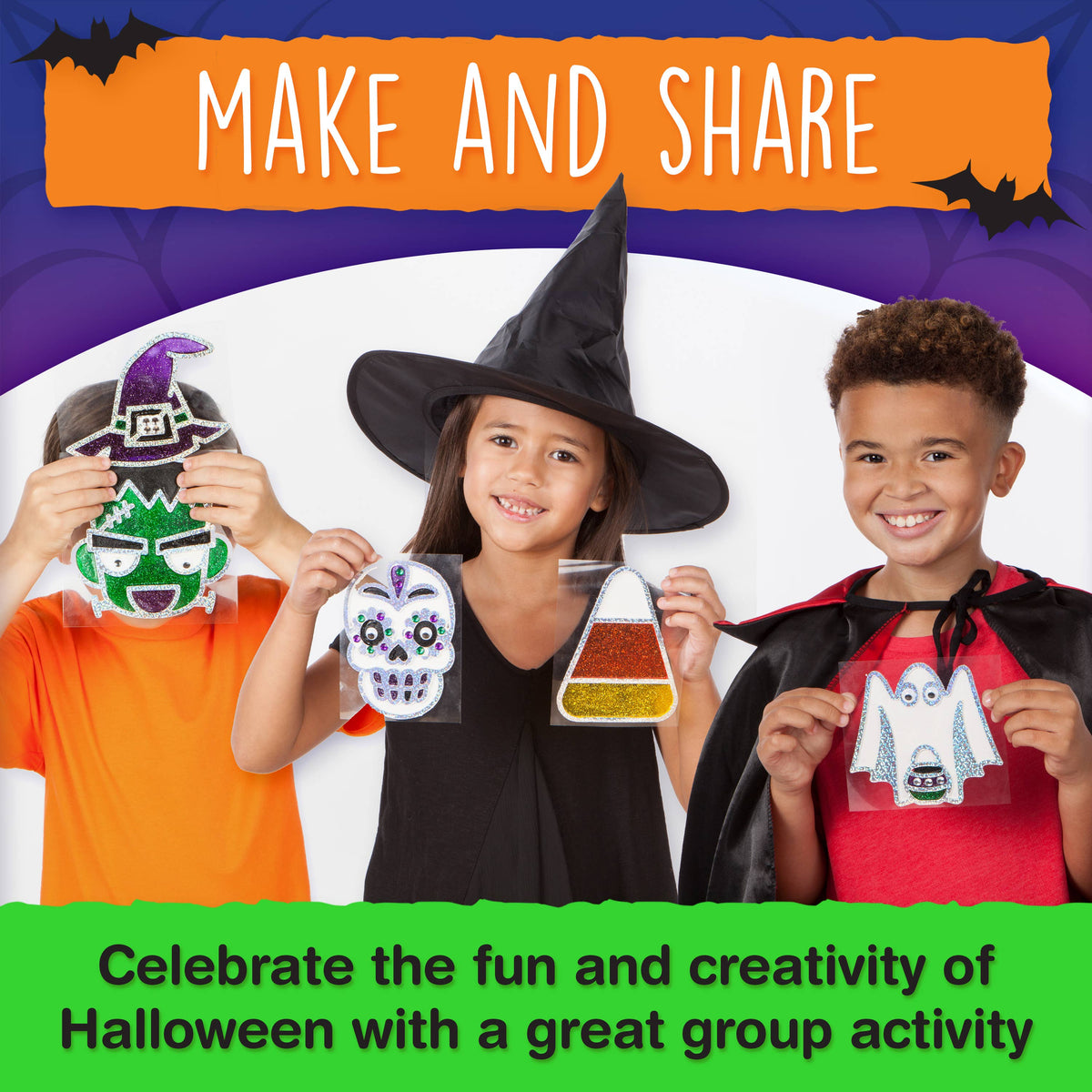 Halloween Easy Sparkle Window Art Craft Kit for Kids\