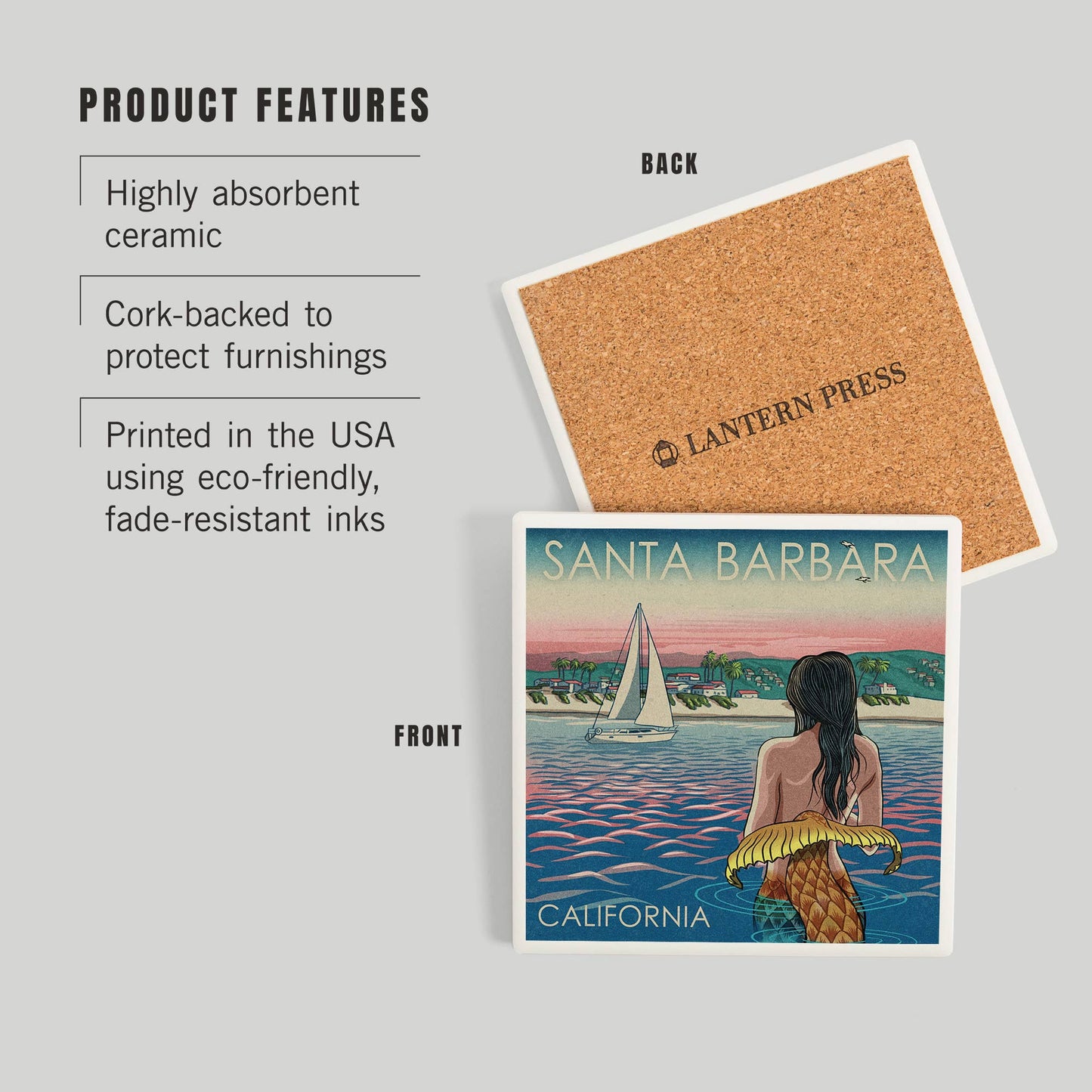 Mermaid in the Water Santa Barbara Ceramic Coaster