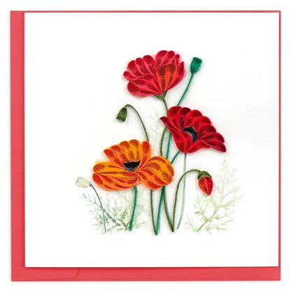Red and Orange Poppies Quilling Card