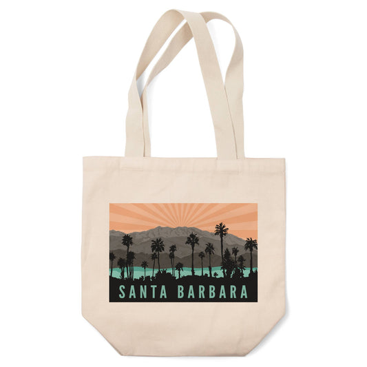 Palm Trees and Mountain Santa Barbara Tote Bag