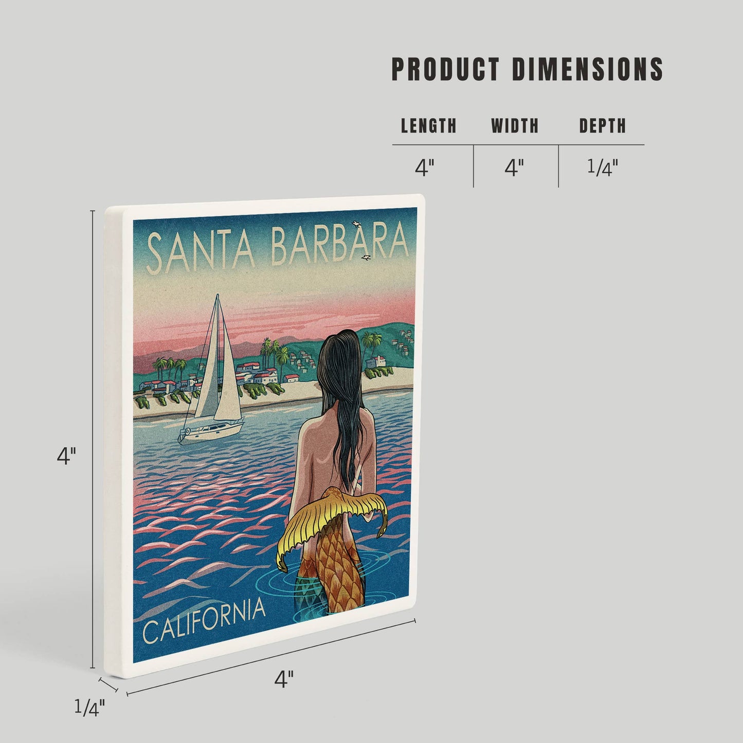 Mermaid in the Water Santa Barbara Ceramic Coaster