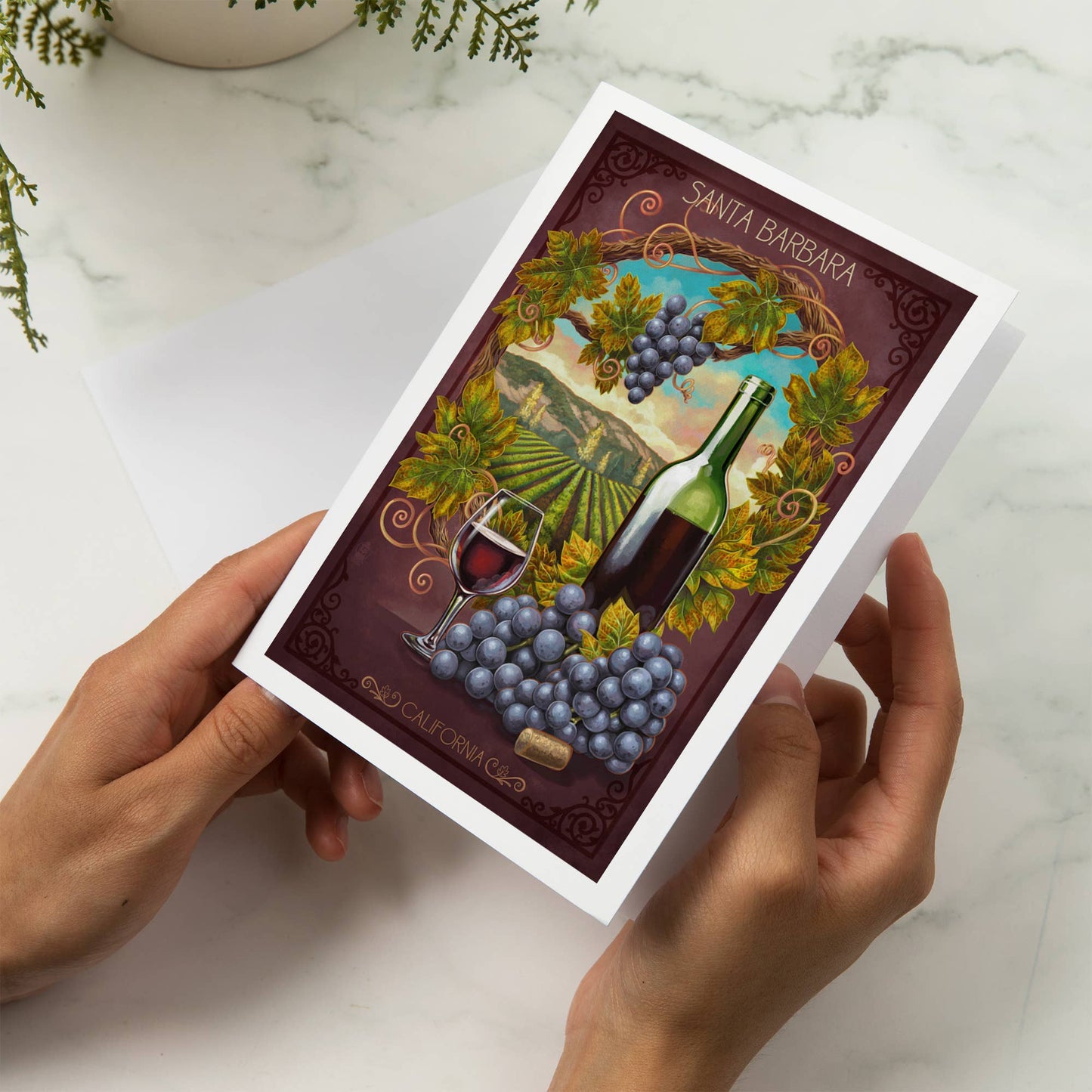 Santa Barbara Greeting Card - Wine Country Window