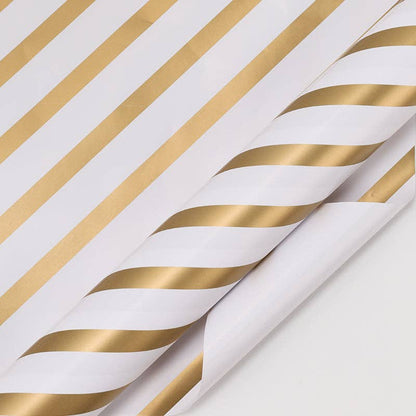 White/Gold Diagonal Stripe - 30" x 10' Wrapping Paper |