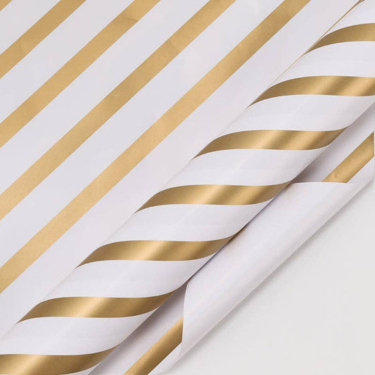 White/Gold Diagonal Stripe - 30" x 10' Wrapping Paper |