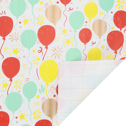 Happy Birthday/Balloons/Stripes - 30" x 10' Birthday Wrapping Paper Bundle (3-pack) |