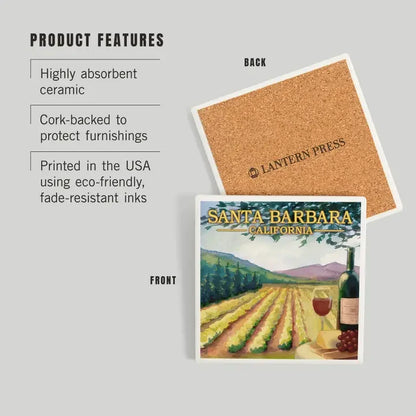 Wine Country Santa Barbara Ceramic Coaster