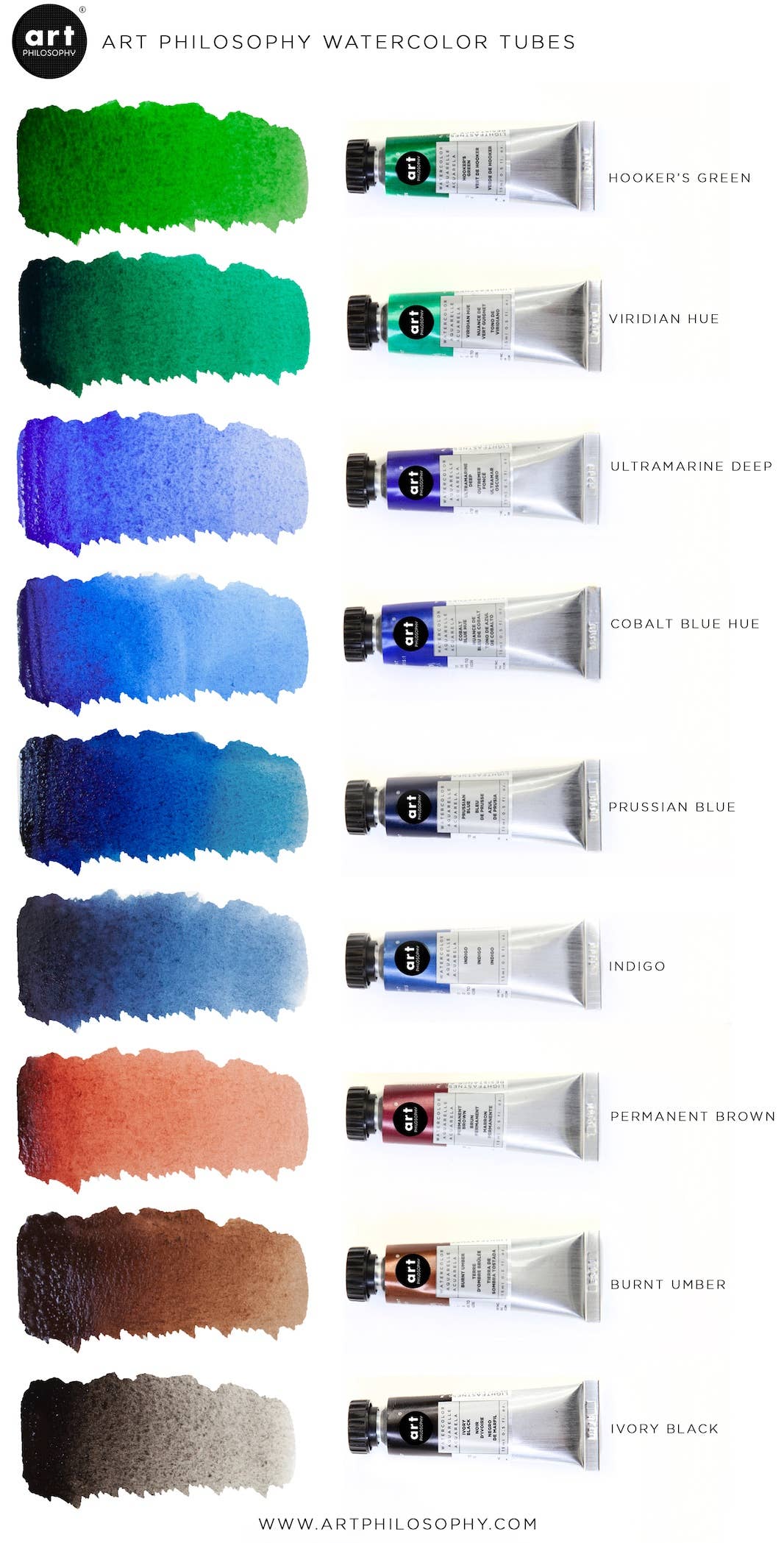 Art Philosophy® Watercolor Tubes Ivory Black 15 ml series #1