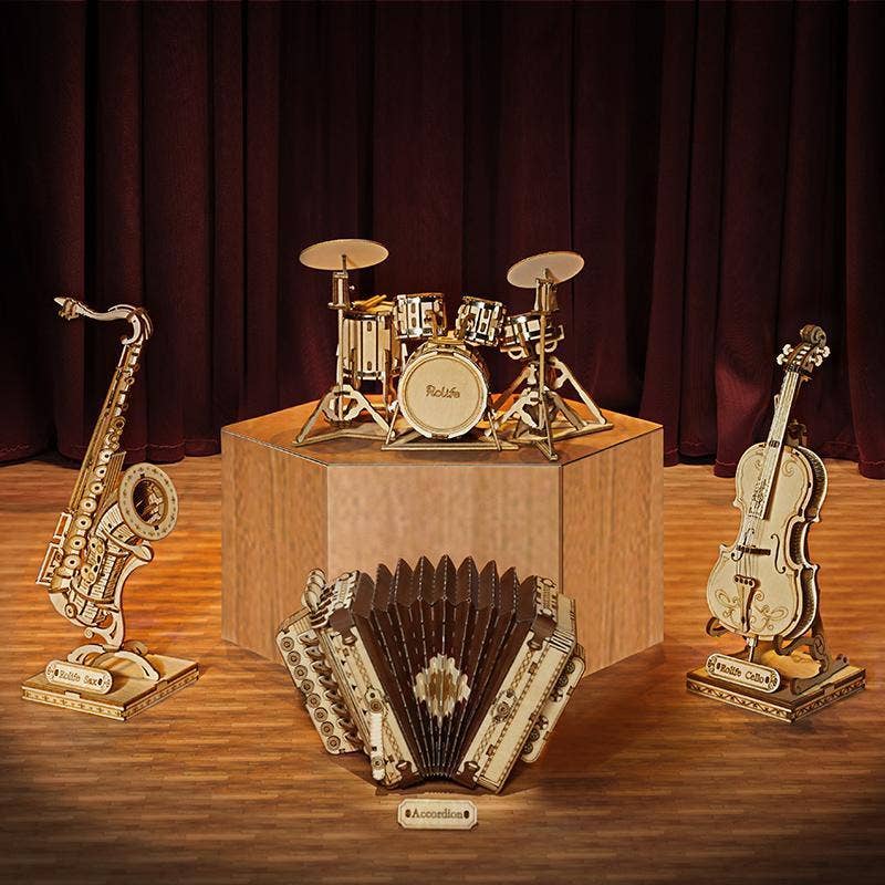 3D Wood Puzzle: Drum Kit