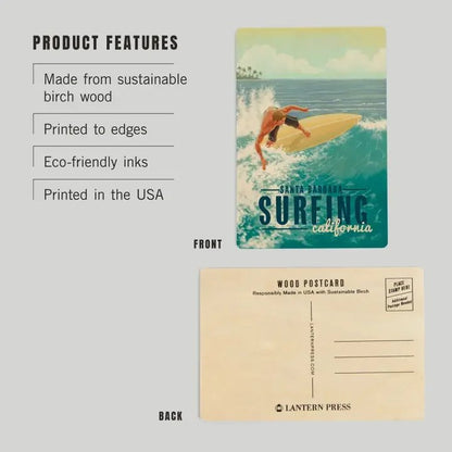 Santa Barbara Wood Postcards - Surfing