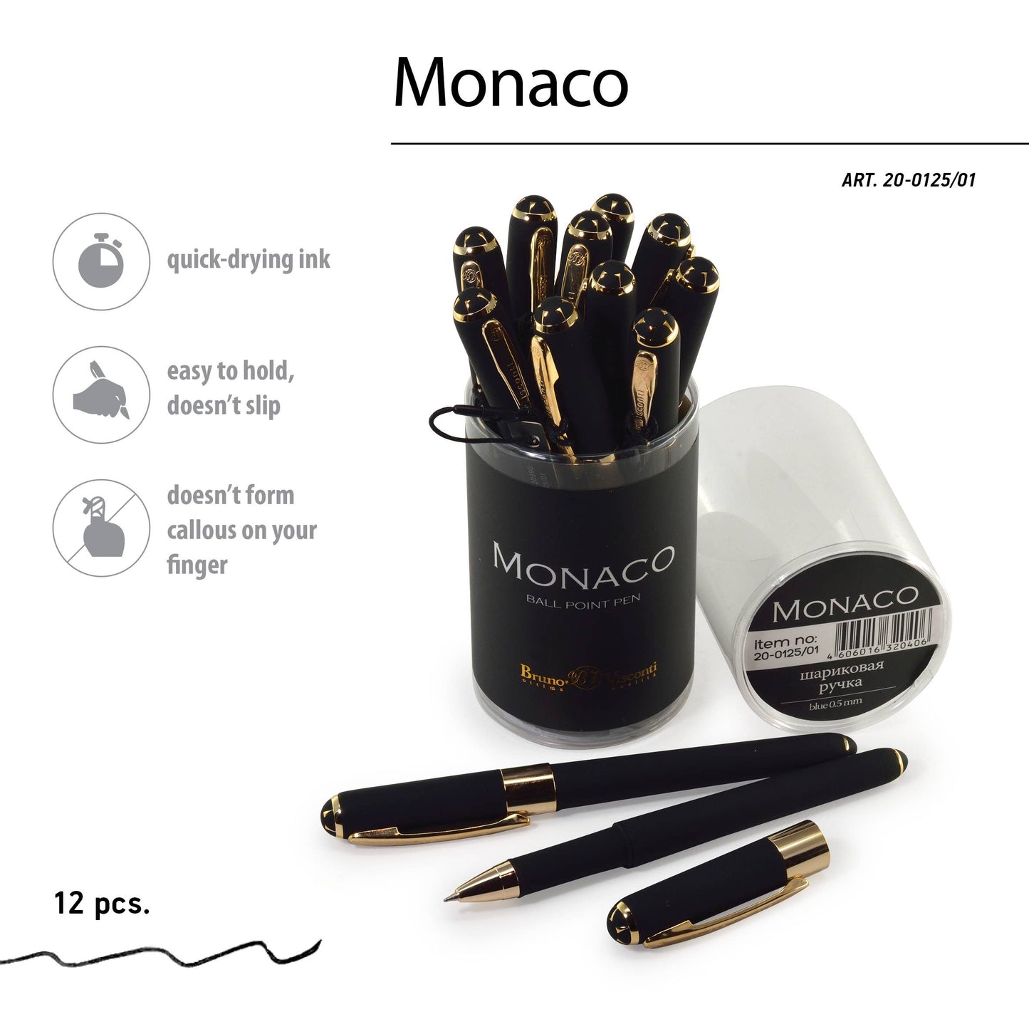 Monaco - Black Ballpoint Pen