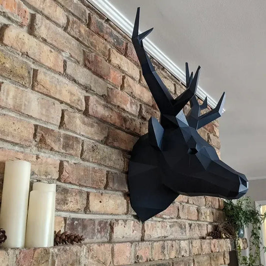 Grey Sapphire Deer Head Origami Wall Art