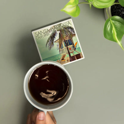 Lifeguard Station Santa Barbara Ceramic Coaster