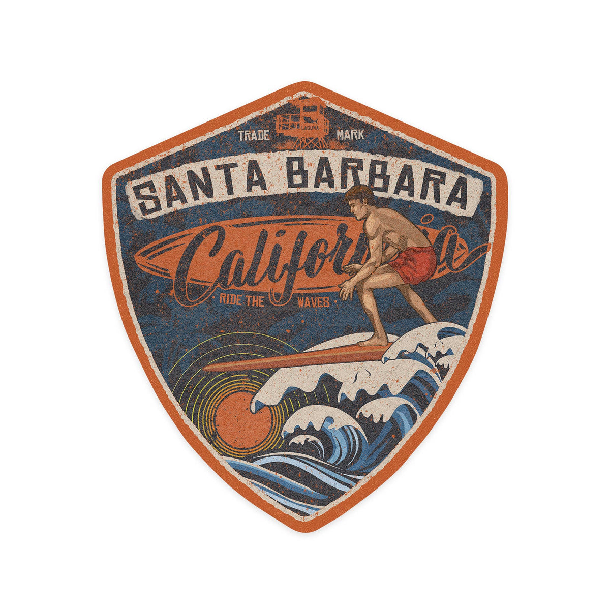 STICKER Santa Barbara, California, Surfer Scene