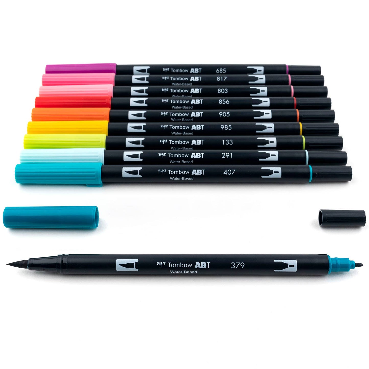 Dual Brush Pen, Tropical ,10-Pack +Free Fudenosuke