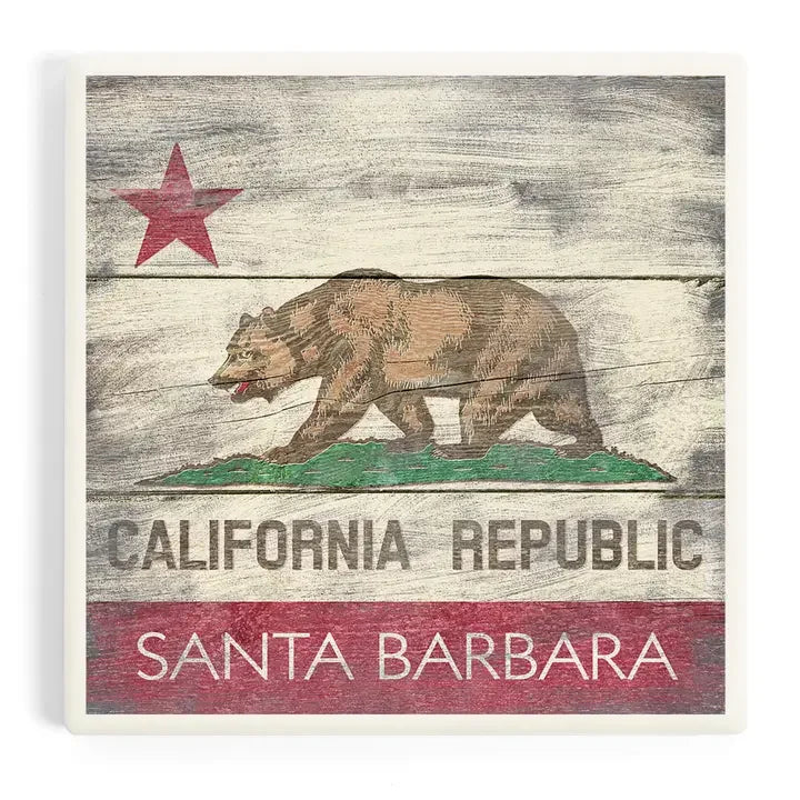 Rustic California Flag Ceramic Coaster