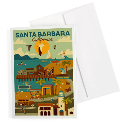 Santa Barbara Greeting Card - Downtown Harbor