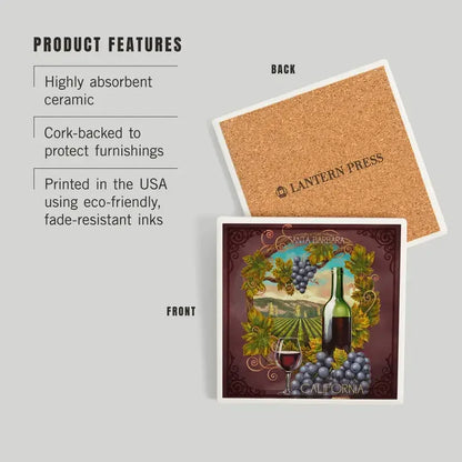 Wine Country Window Santa Barbara Ceramic Coaster