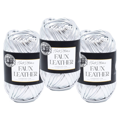 Lion Brand Yarn Haute Stitches Faux Leather: Silver Fox