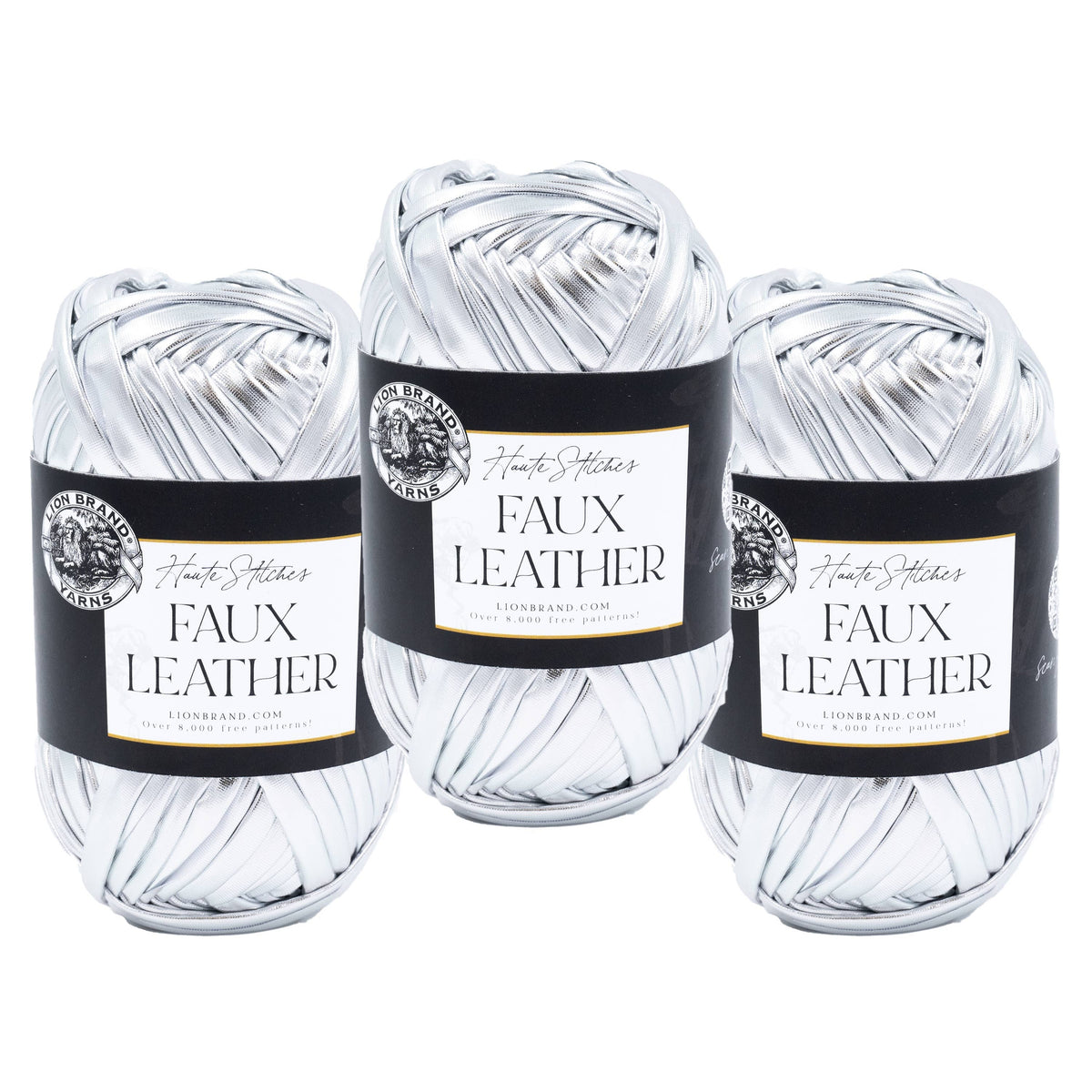 Lion Brand Yarn Haute Stitches Faux Leather 3 Pack: Disco