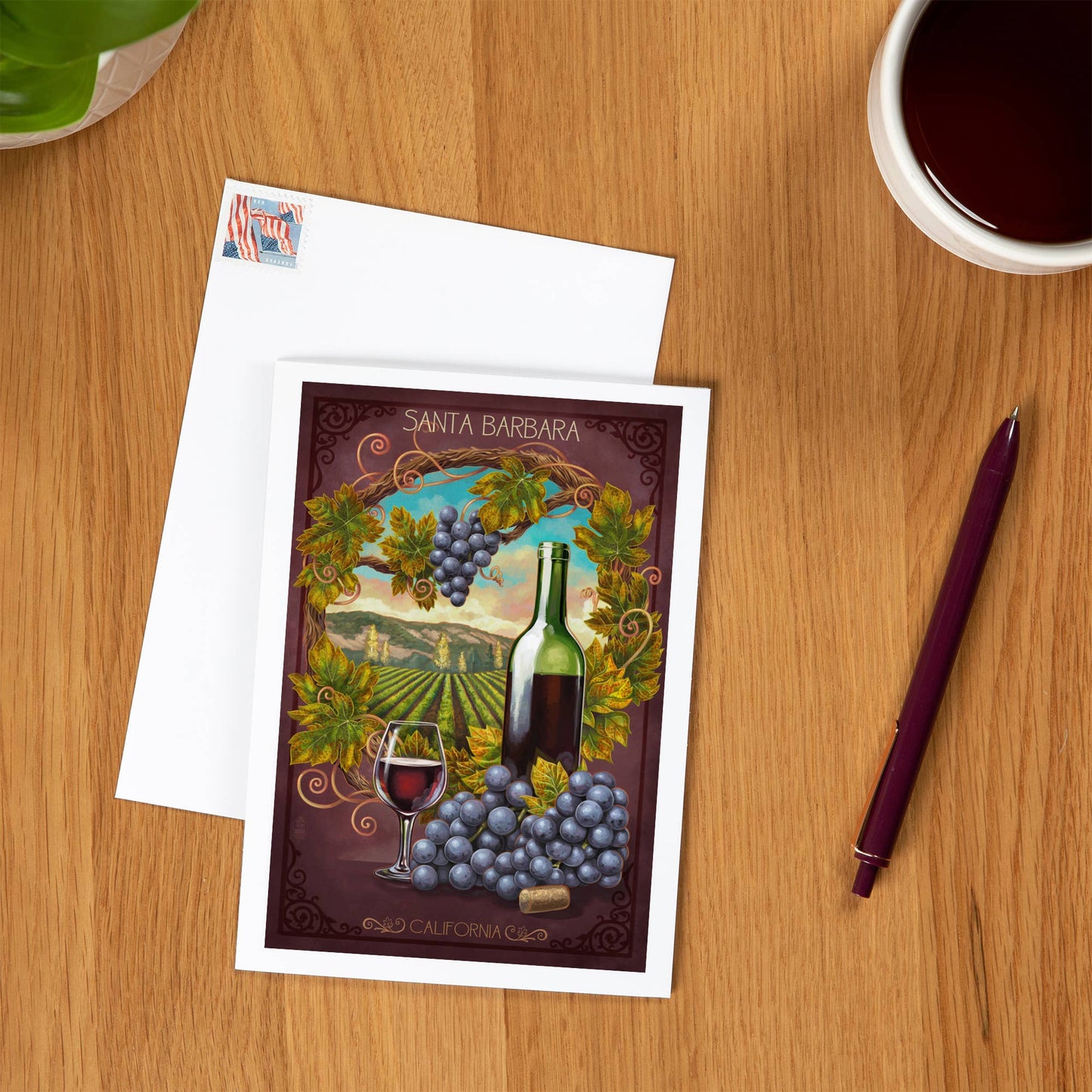 Santa Barbara Greeting Card - Wine Country Window