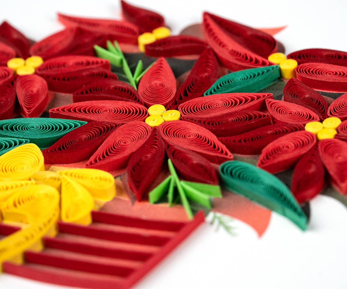 Potted Poinsettia Holiday Quilling Card