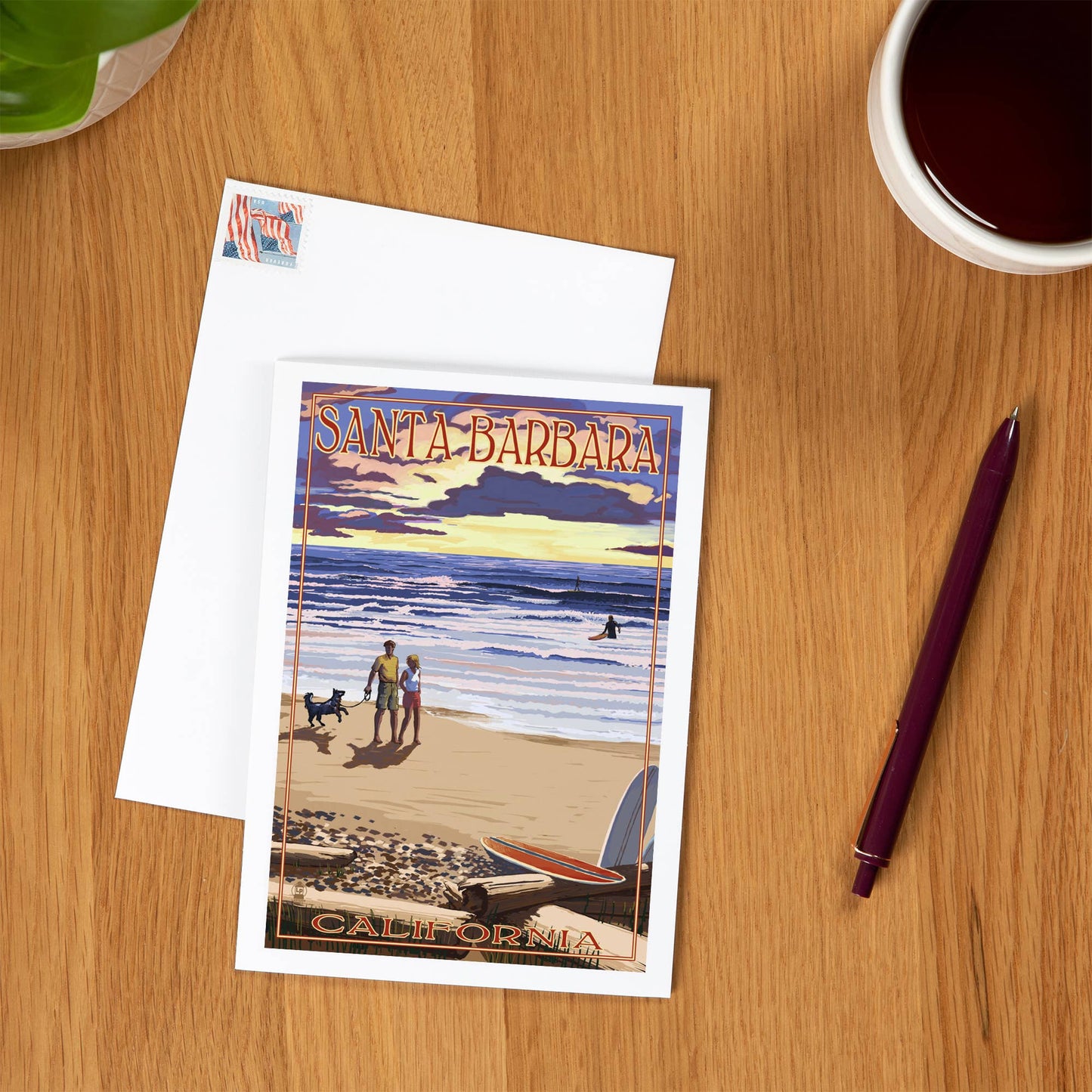Santa Barbara Greeting Card - Dog Beach