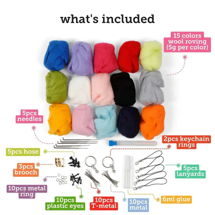 Incraftables Felting Needles Wool Kit – 15 Colors