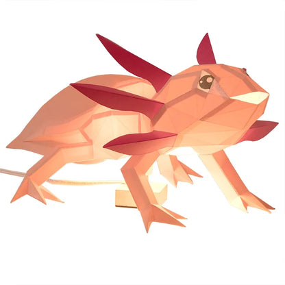 Axolotl 3D Origami Model Papercraft, Animal Lamp