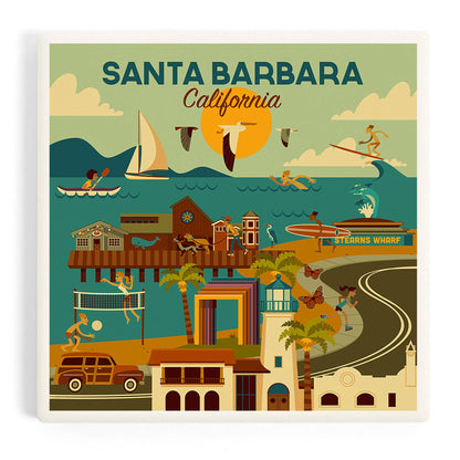Downtown Harbor Santa Barbara Ceramic Coster
