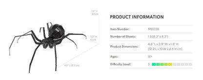3D Metal Puzzle - Black Widow Spider