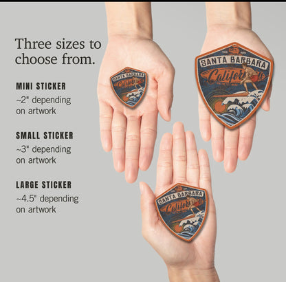 Large Shield  Stickers - Santa  Barbara