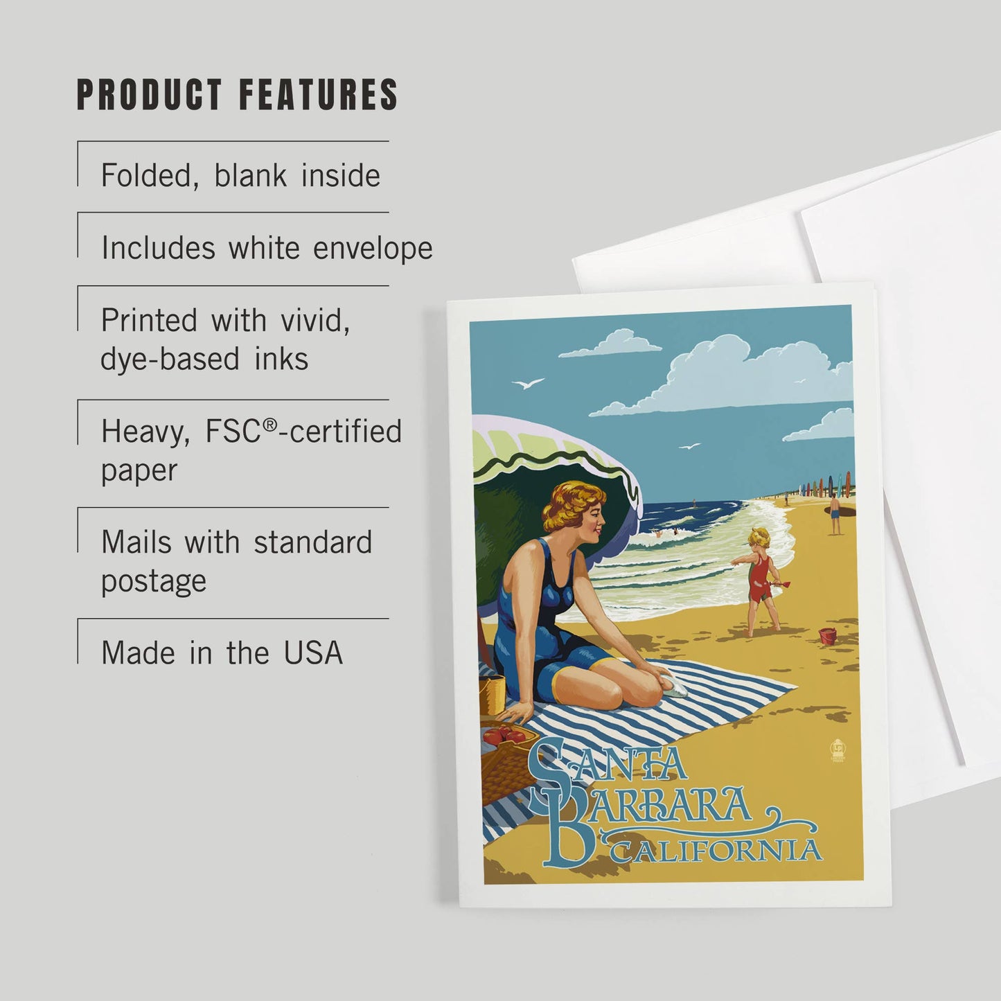 Santa Barbara Greeting Card - Beach Picnic