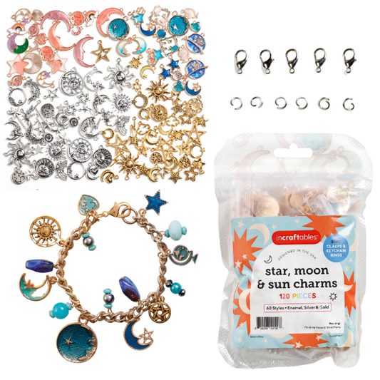 Incraftables Sun, Moon & Star Charms Pendants – 120pcs