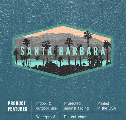Large - Mountains and palm tree - Santa Barbara Stickers