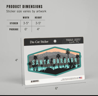 Large - Mountains and palm tree - Santa Barbara Stickers