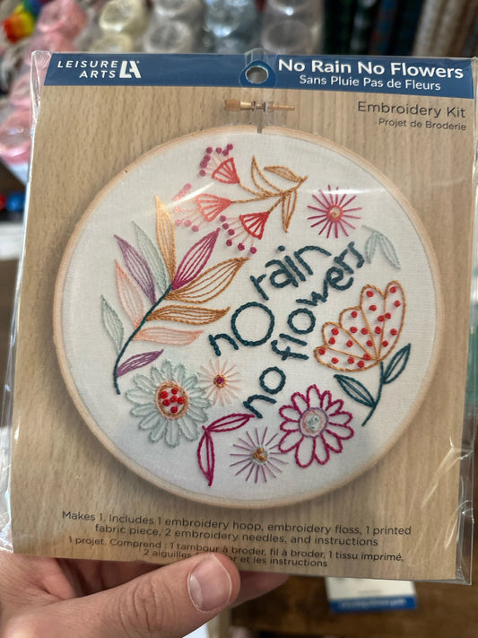 Leisure Arts- No Rain No Flowers Embroidery Kit