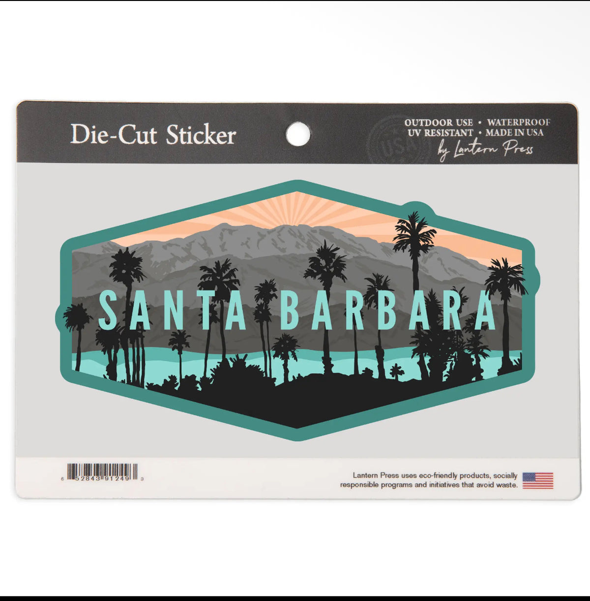 Large - Mountains and palm tree - Santa Barbara Stickers