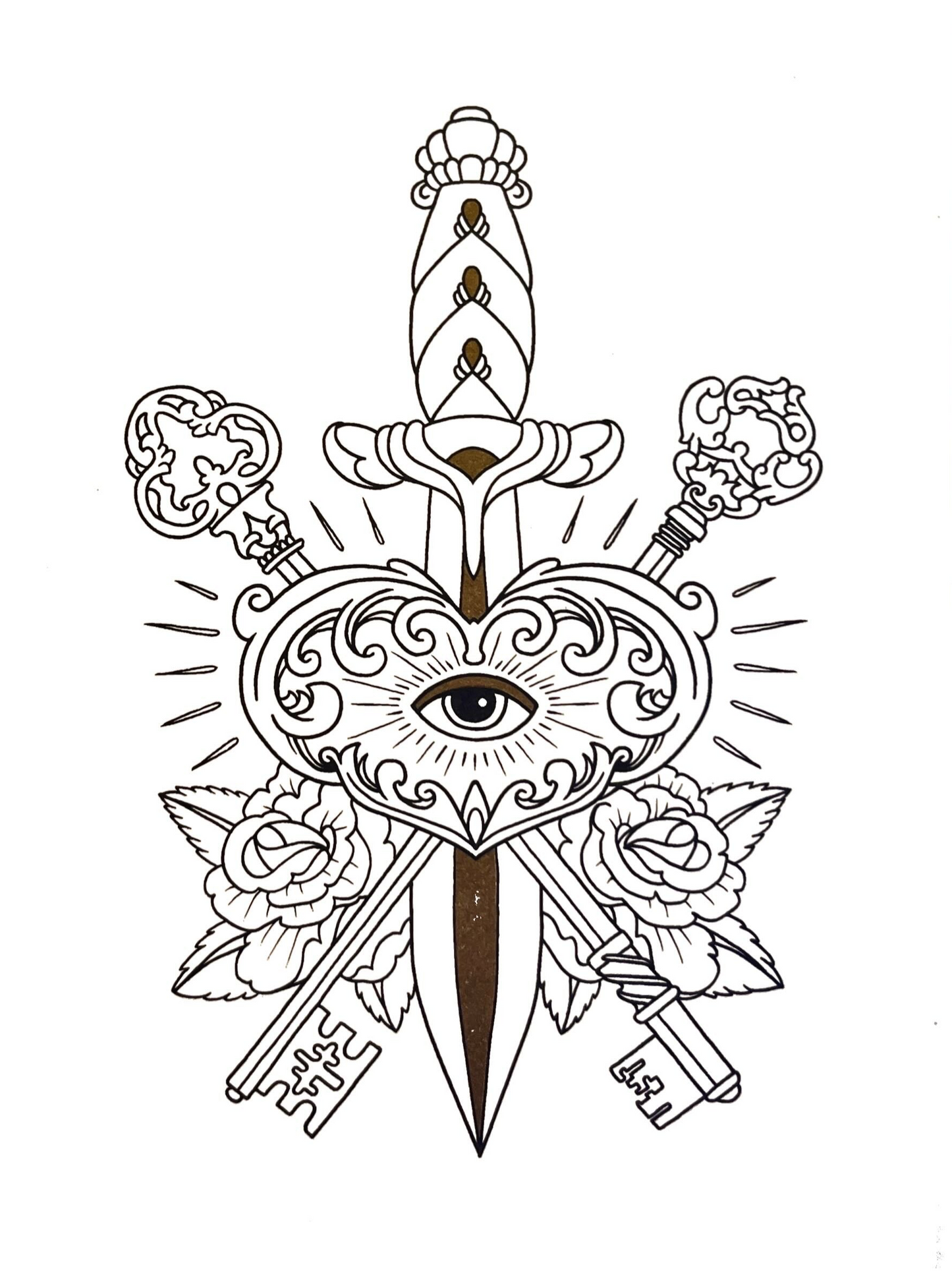 Tattoo Color-In Postcards
