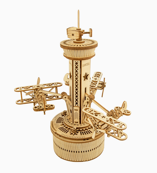 3D Wooden Puzzle - Airplane Music Box
