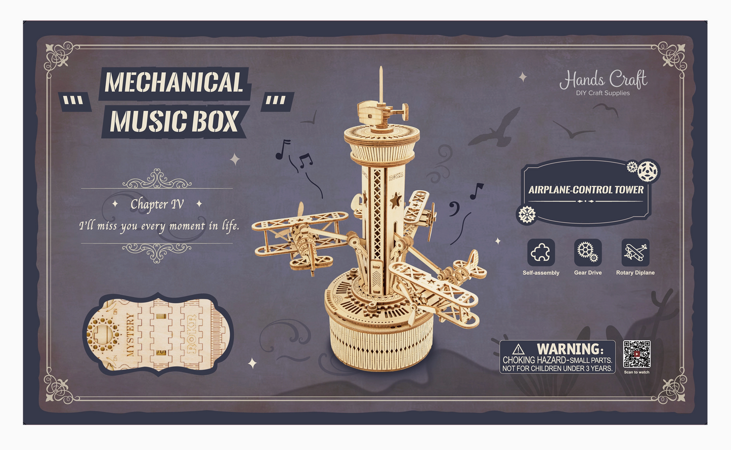 3D Wooden Puzzle - Airplane Music Box
