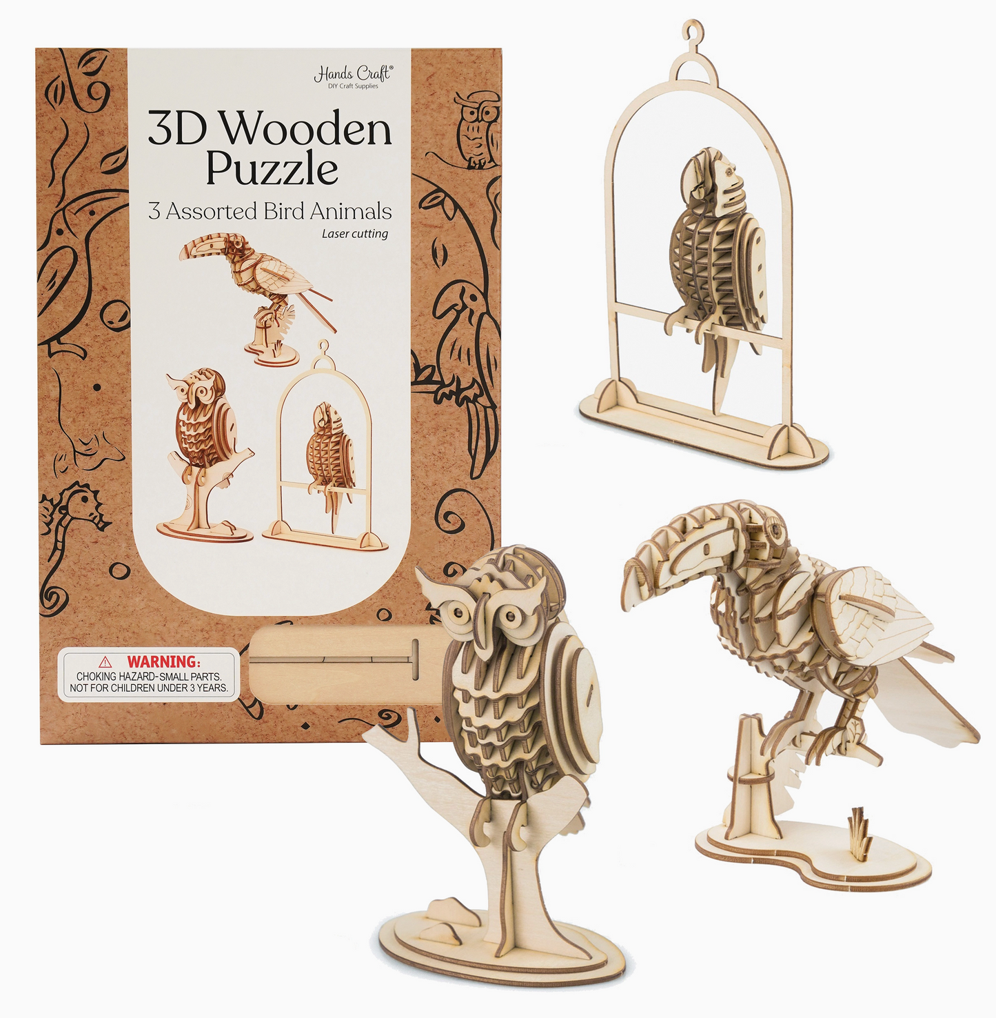 3D Wooden Puzzle - Assorted Birds