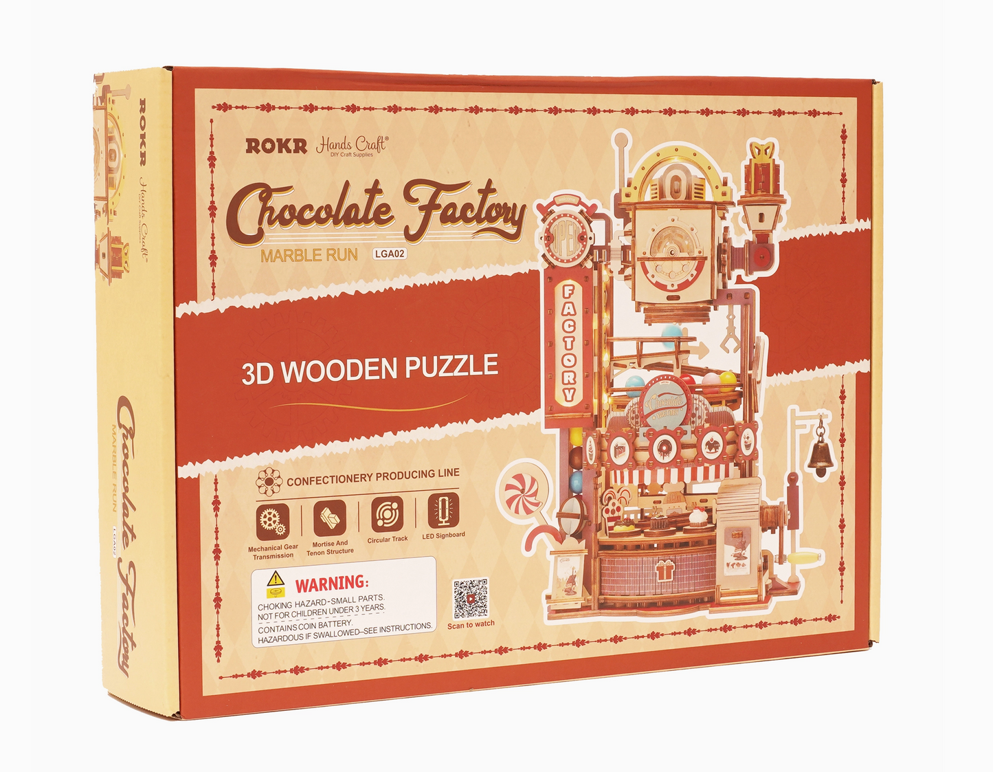 3D Wooden Puzzle - Chocolate Factory Marble Run