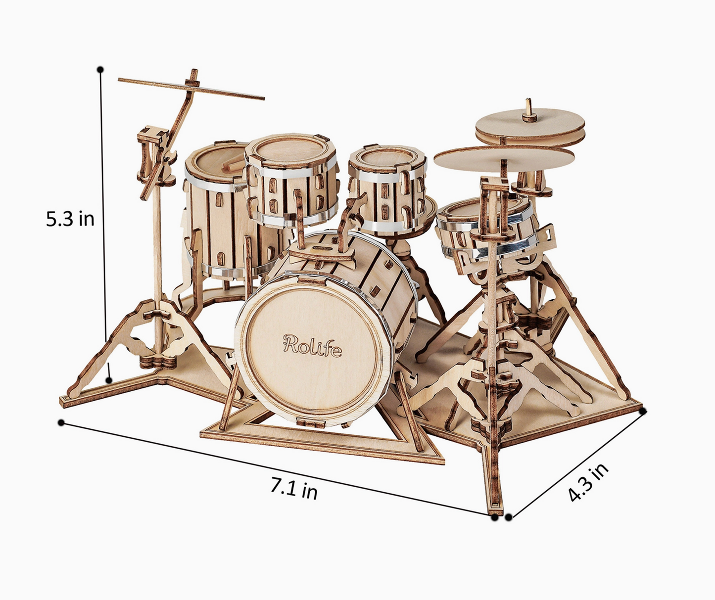 3D Wooden Puzzle - Drum Kit