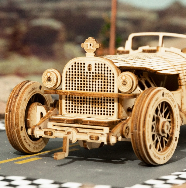 3D Wooden Puzzle - Grand Prix Racer car - hands craft